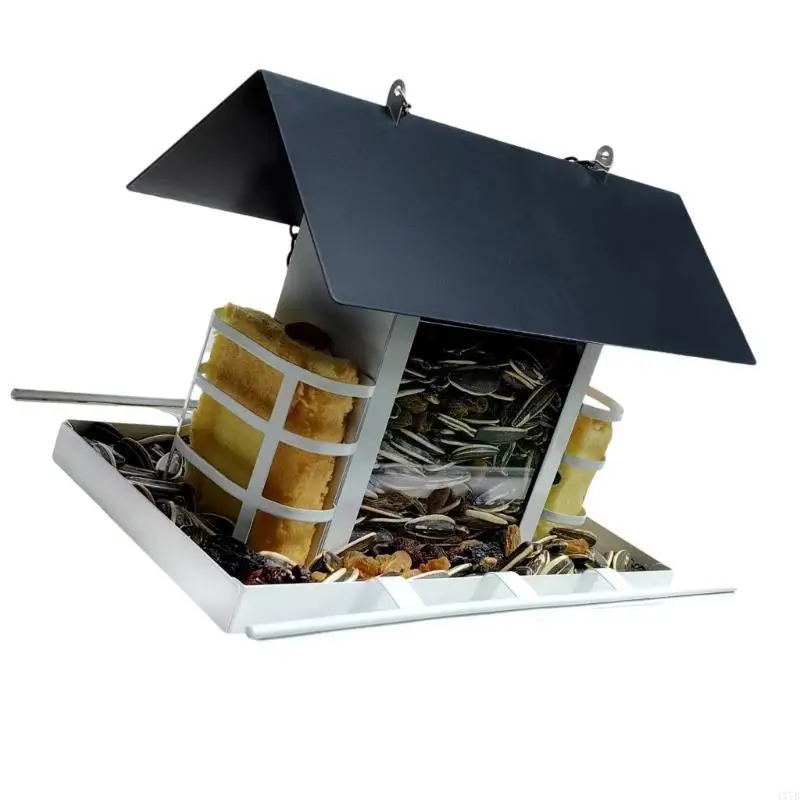 

4X7B Heavy Duty Metal Bird Feeder for Outdoor Hanging with Perch Design for Garden