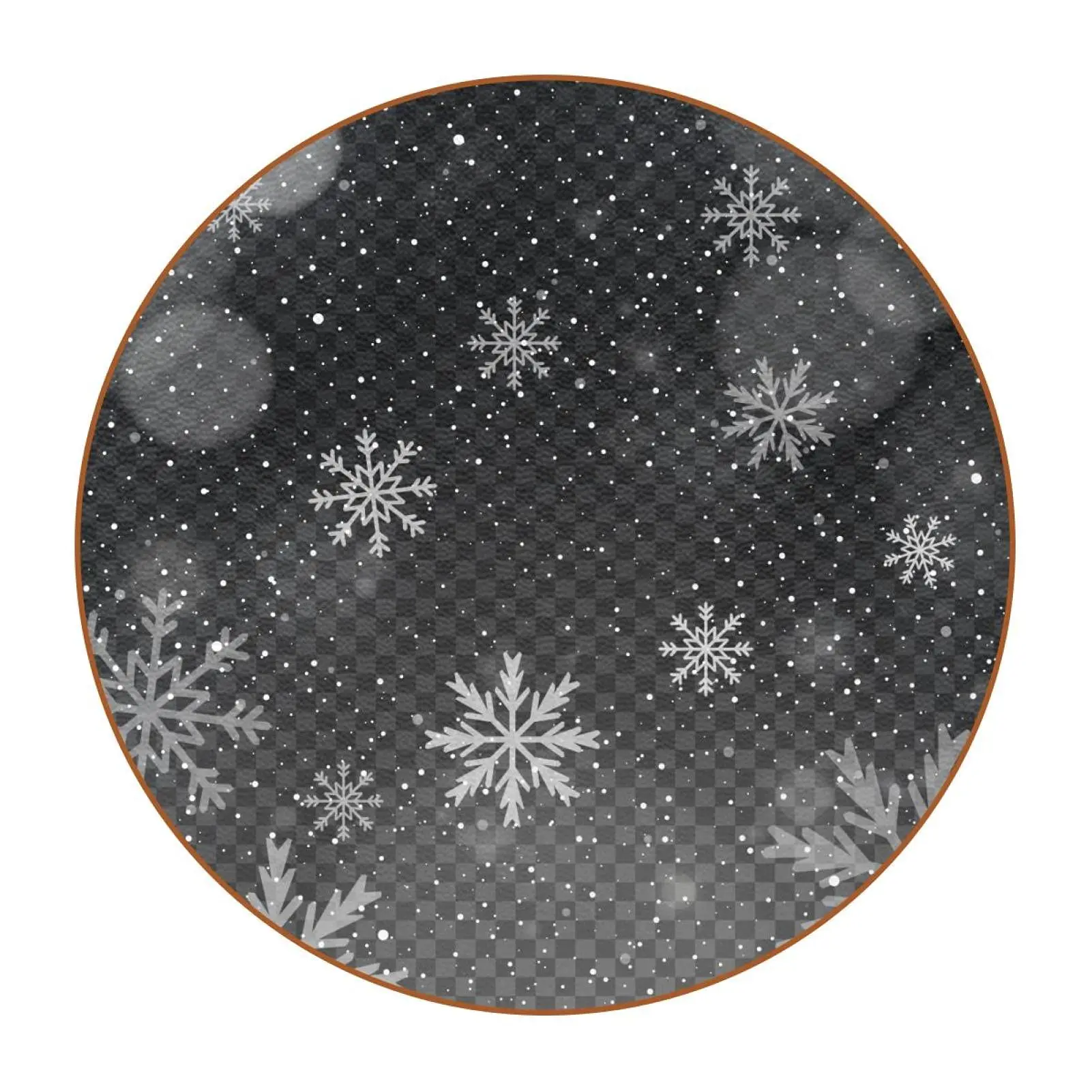 Snowflakes Blue Round Ceramic Stone Coaster with Cork Base for Table, Absorbent Coasters for Drinks Pack of 1, Housewarming Gift