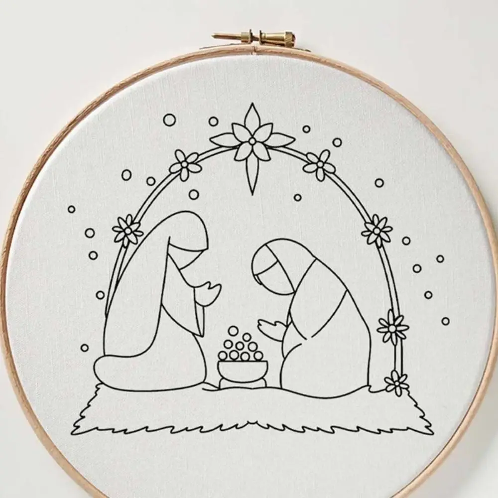 Christmas Cross Stitch Nativity Scene Embroidery Kit Cross Stitch Set Non-finished Products DIY Religious Vintage Embroidery