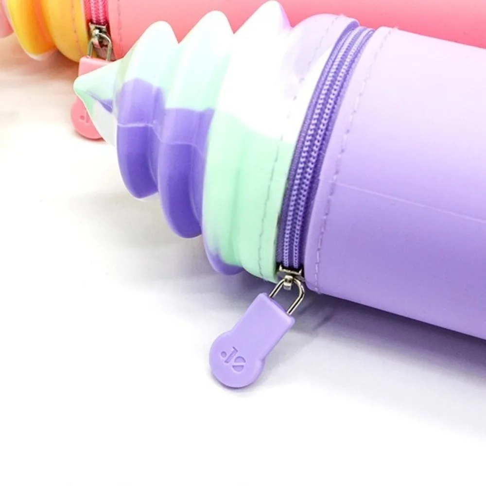 

Practical Suction Cup Pen Holder Silicone Cute Ice Cream Pencil Bag Cartoon Multi-purpose Stationery Organizer Case School
