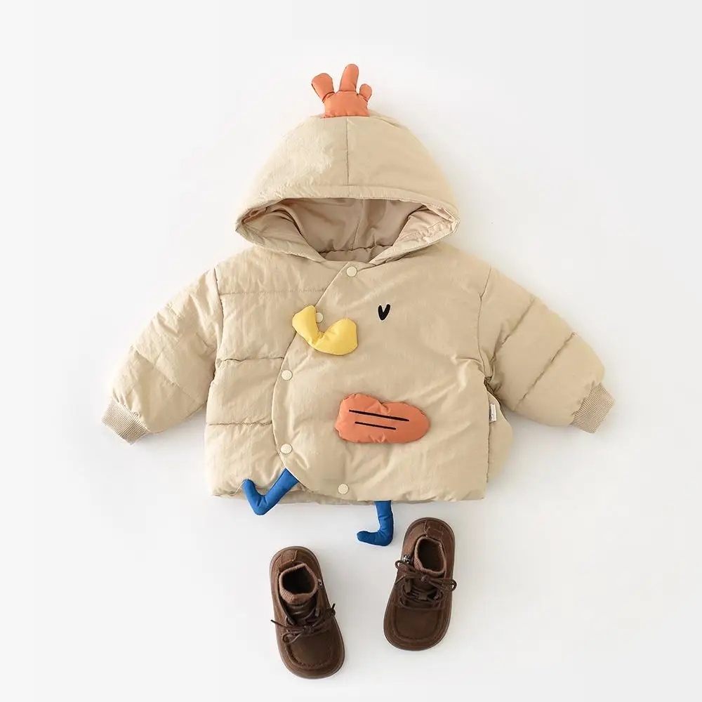 

2025 Winter New Baby Long Sleeve Warm Coat Plus Velvet Thick Boys Girls Cute Cartoon Hooded Coat Infant Toddler Padded Jacket