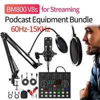 BM800 V8s Podcast Equipment Metal Shock Mount Podcast Microphone Bundle Double-Layer Pop Filter for Recording Live Streaming