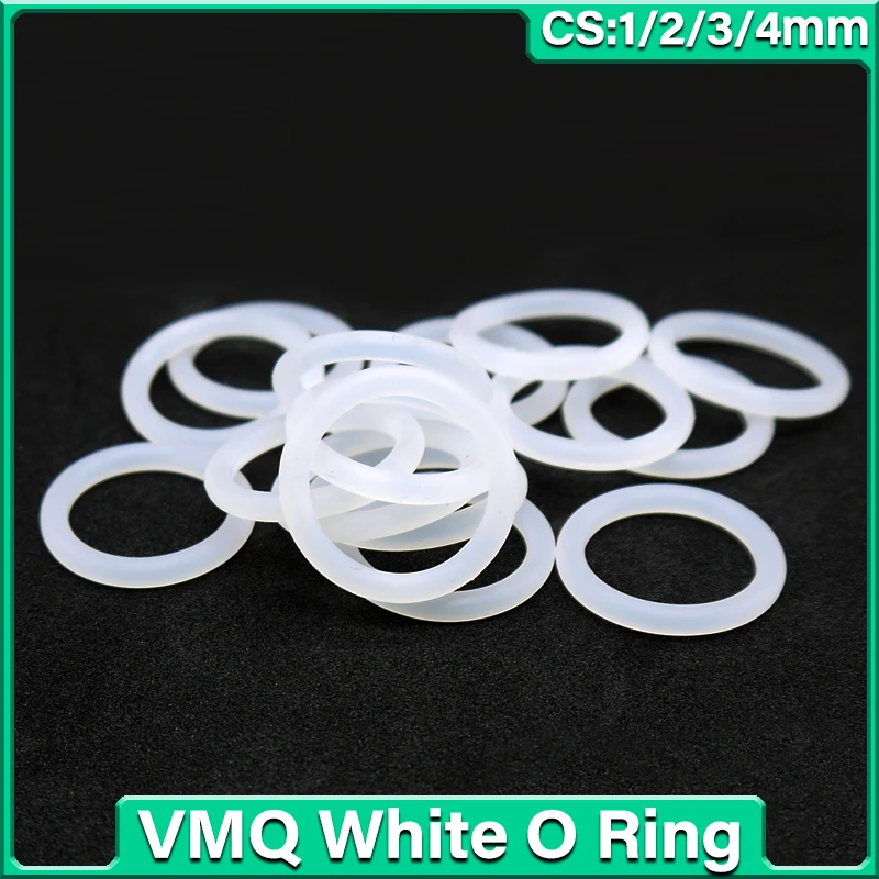 

50pcs VMQ O Ring Gasket Thickness CS 1/2/3/4mm White Waterproof Washer Round O Shape Silicone Ring Food Grade