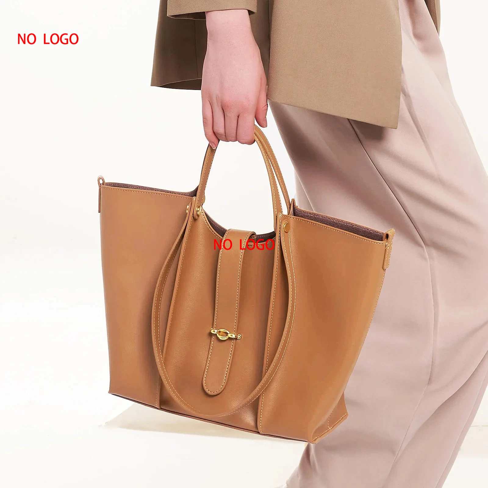 

Versatile commuting tote bag made of genuine leather with large capacity and high-end feel, women's single shoulder handbag