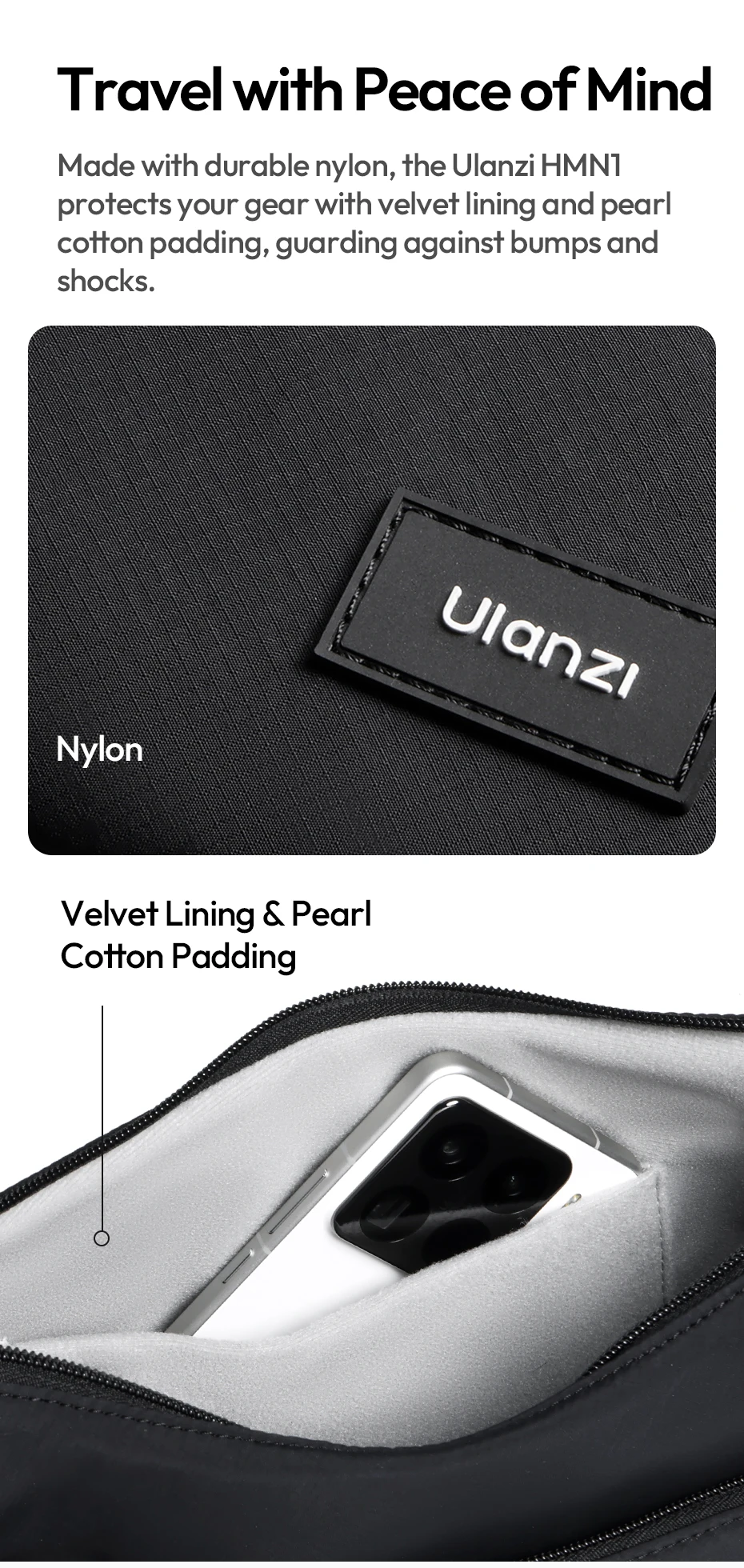 Ulanzi HMN1Lunar Sling Bag Reise-Schultertasche mit Trennwand, verstellbarer Riemen, Umhängetasche für Straßenfotografie, tägliches Pendeln – Detail 12