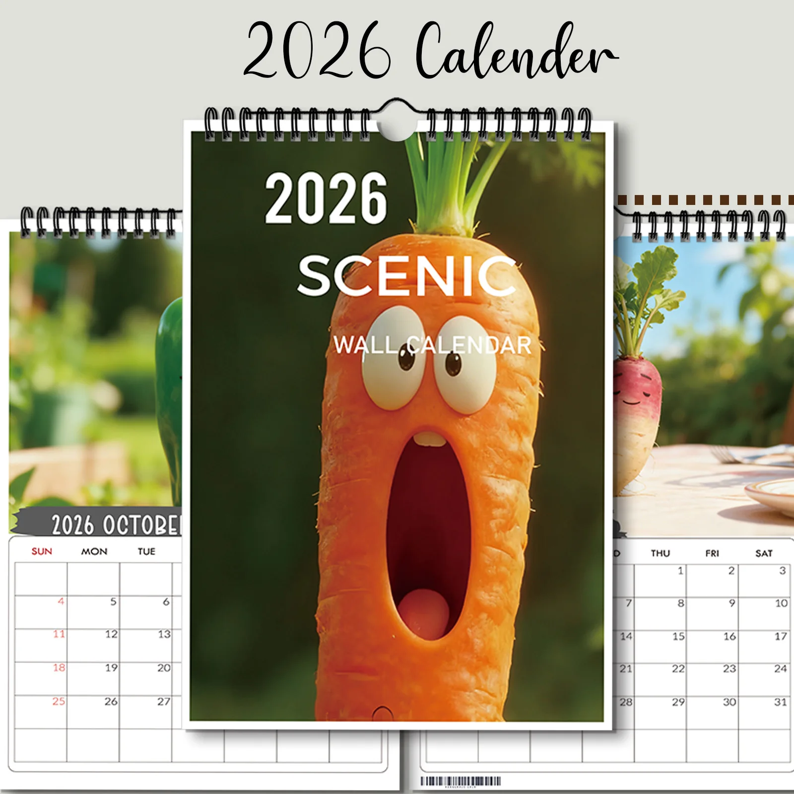 1 lustiger anthropomorpher Gemüsekalender, passend für Küchendekoration, ideal für kreative Designliebhaber, schönes Neujahrsgeschenk