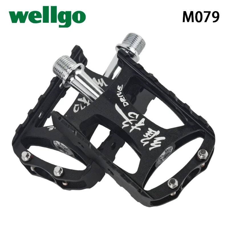 Wellgo M079 Cr-Mo Spindle Aluminum Extruted Body Sealed Bearing Bicycle Pedal for Road MTB Bike Folding Bicycle Cycling Parts