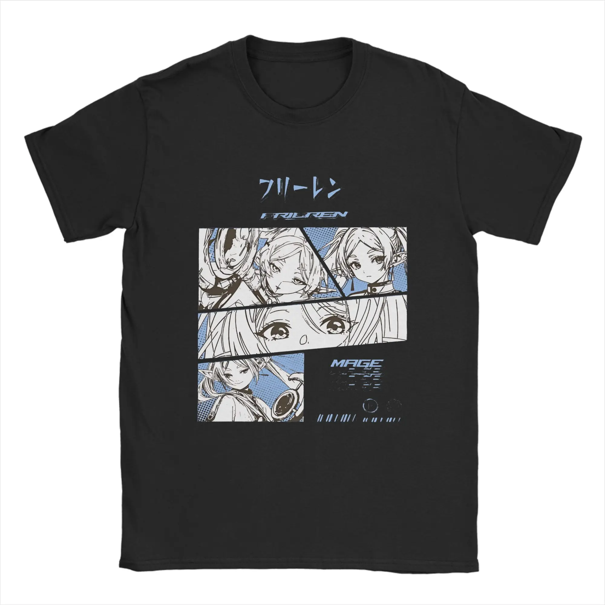 

Мужские футболки с принтом аниме Sousou No Frieren, забавная хлопковая футболка с коротким рукавом, топы с круглым вырезом и графическим принтом