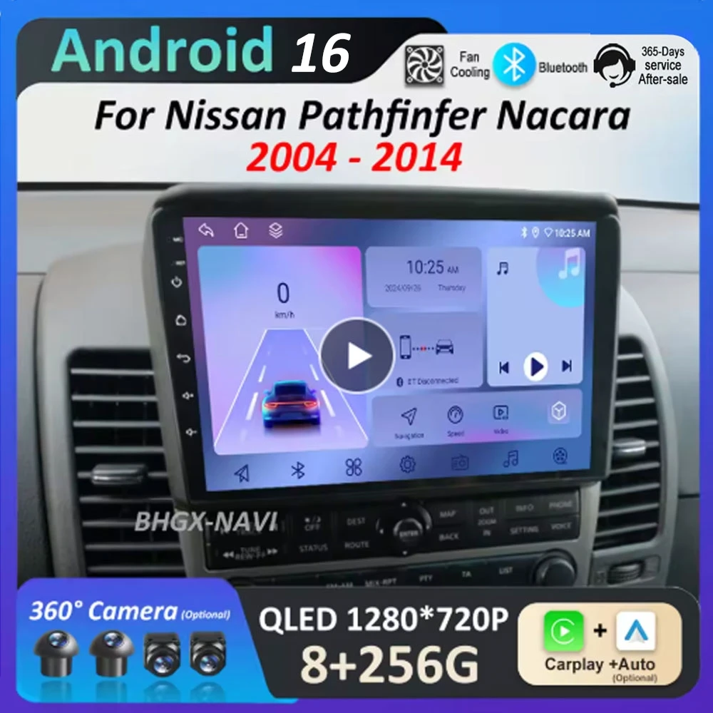 

Беспроводной CarPlay Android 16 для Nissan Pathfinder Navara 2004-2014: Автомобильный мультимедийный проигрыватель с сенсорным экраном и головным устройством