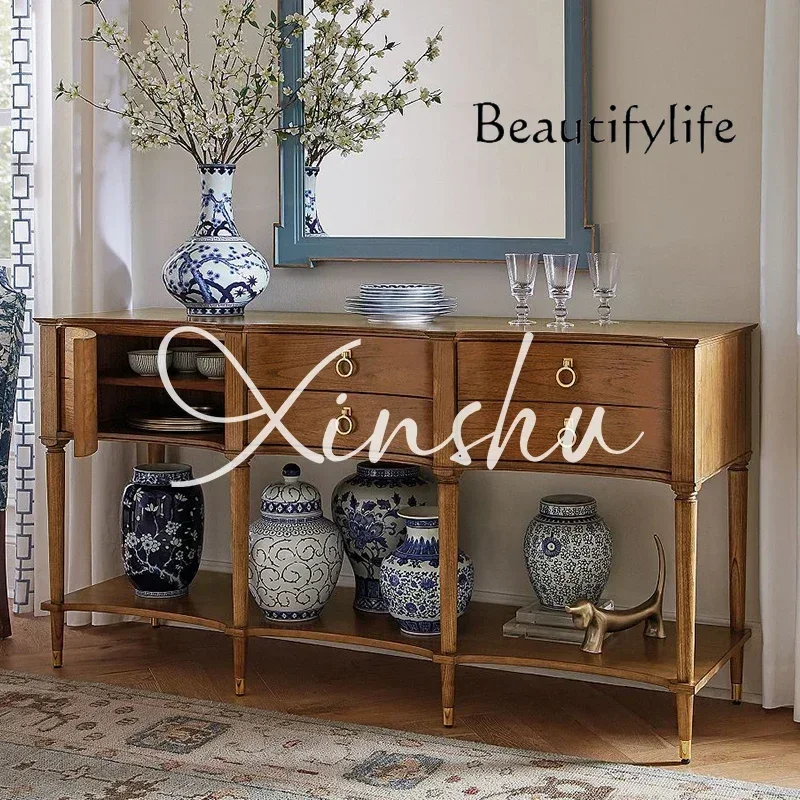 

ZL French Key Entrance Cabinet, Front Door Shoe Cabinet, American Entrance Table, Living Room Solid Wood Dining Side Cabinet