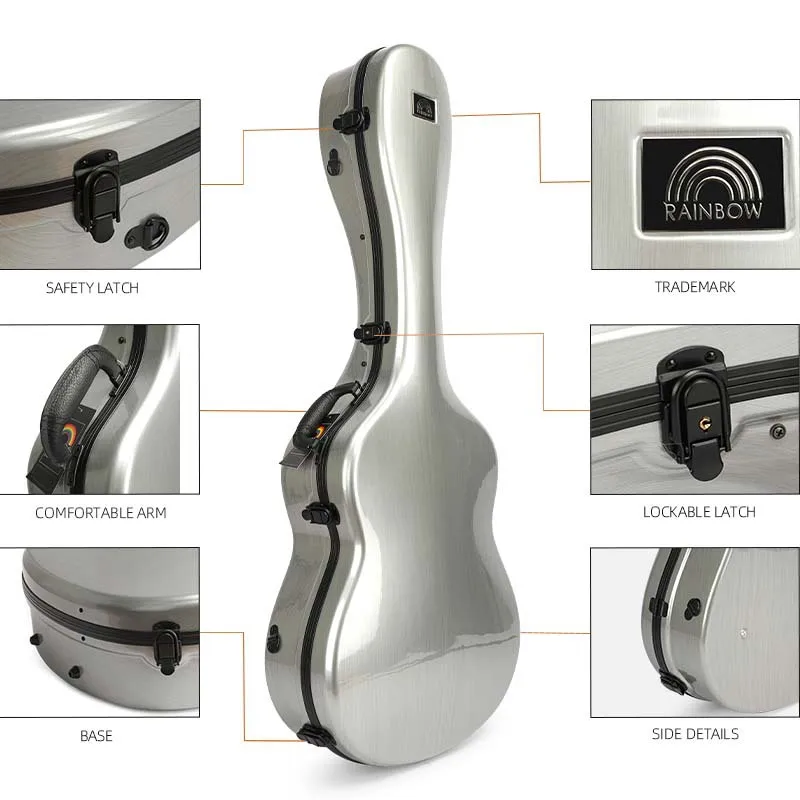 High-End PCABS Guitar Case, 41 Inch Acoustic Hard Shell Waterproof, 39 Inch Classical Wooden Guitar Universal Box
