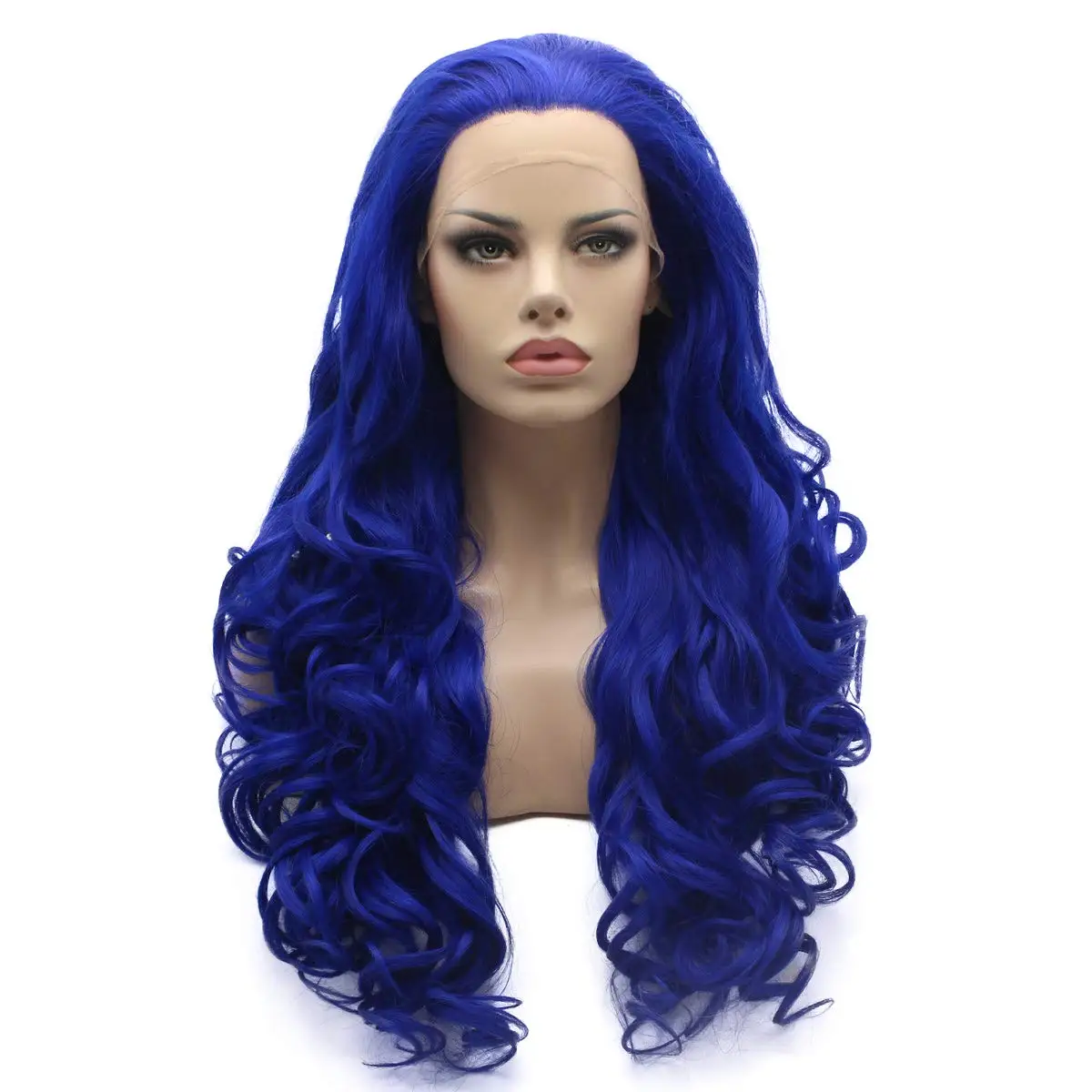 Sylvia Dark Blue Synthetic Lace Front Wig for Women Heat Resistant Fiber Hair Wigs Natural Looking Hair Extensions