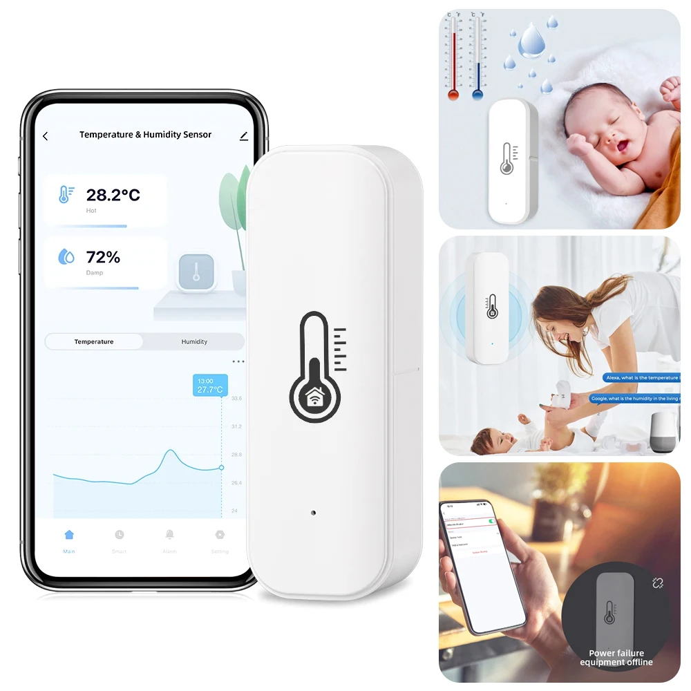 스마트 라이프 온도 습도 센서 무선 Tuya APP 실내 습도계 Zigbee Wifi 습도계 감지기 Alexa Home Voice