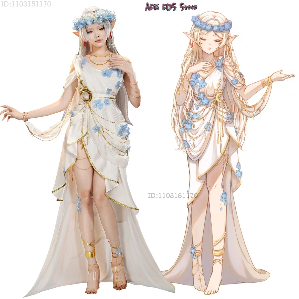 

Frieren Cosplay Anime Frieren: Beyond Journey's End Cosplay Adult Dress Costume Wig Mahou Shoujo Doujin Greek Goddess Anime Cos