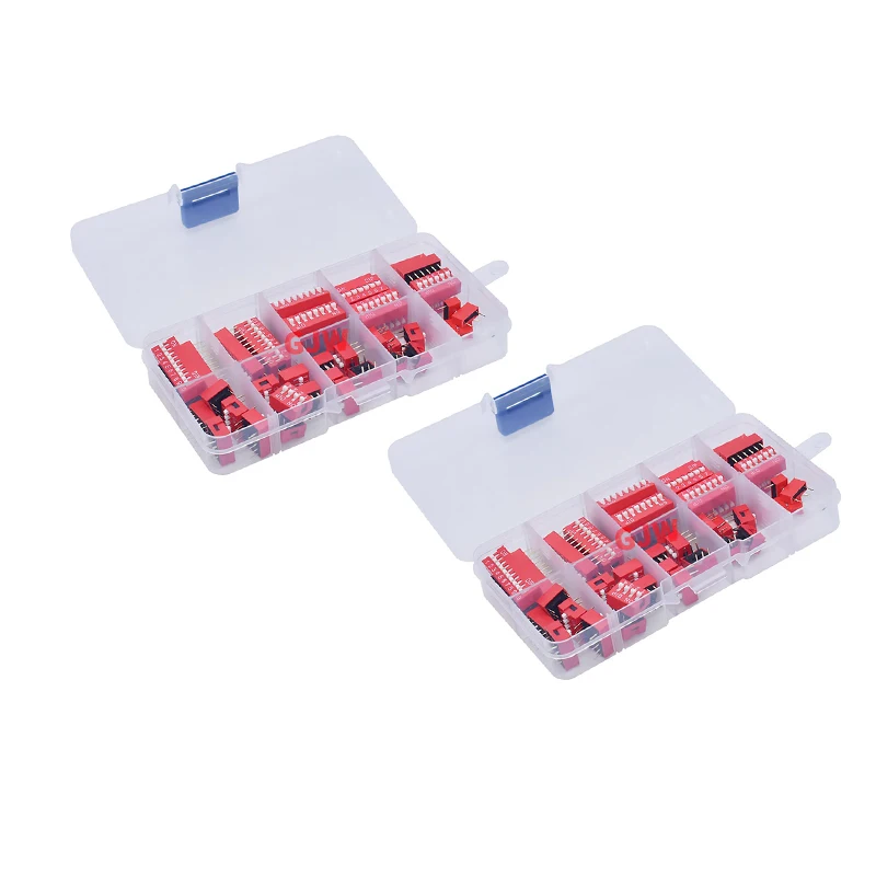 5pcs Slide Type Switch Module 1 2 3 4 5 6 7 8 10PIN 2.54mm Position Way DIP Red Pitch Toggle Switch Red Snap Switch Dial Switch