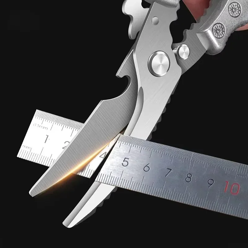 مقص مطبخ من الفولاذ المقاوم للصدأ مقص عظم الدجاج مقبض بلاستيكي مقص متعدد الوظائف مطبخ منزلي مثالي #5