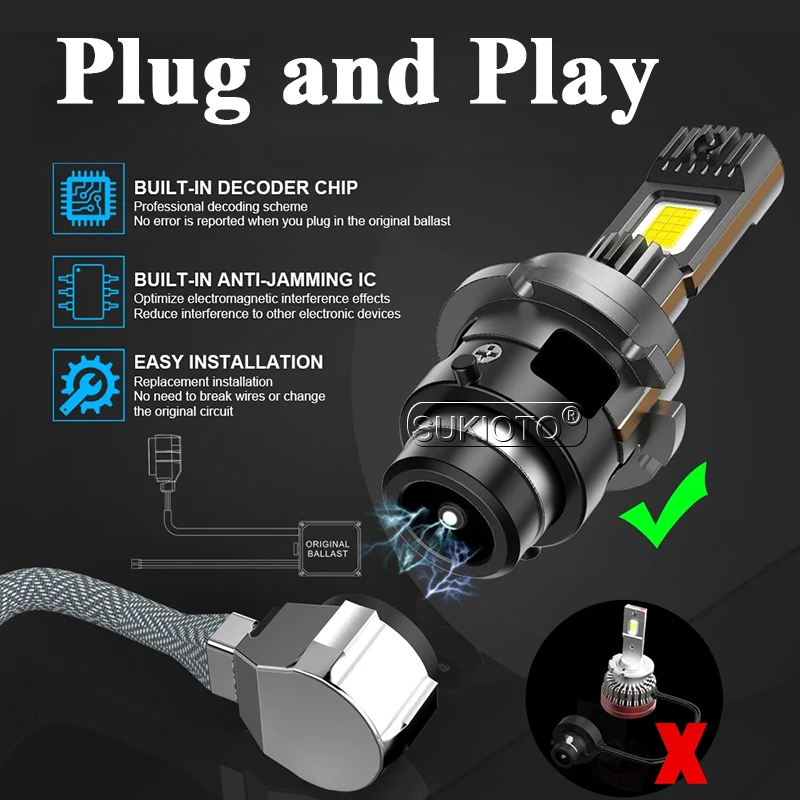 2026 SUKIOTO No Error Canbus D2S LED D4S Car Headlight Lamp D4R