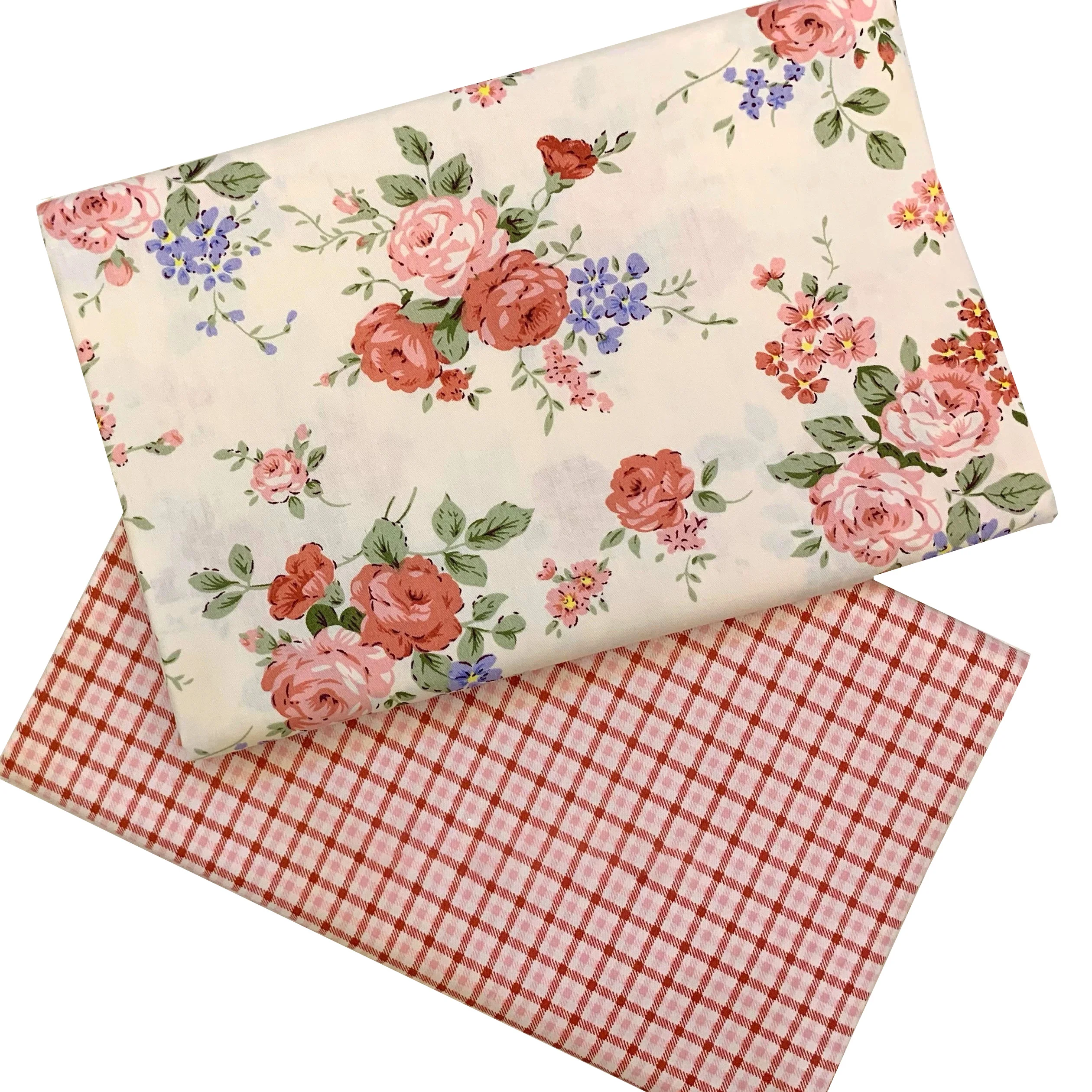 160x50cm big Floral Cotton Twill Fabric, making Bedding Handmade Pajamas Dress Fabric Lining lattice