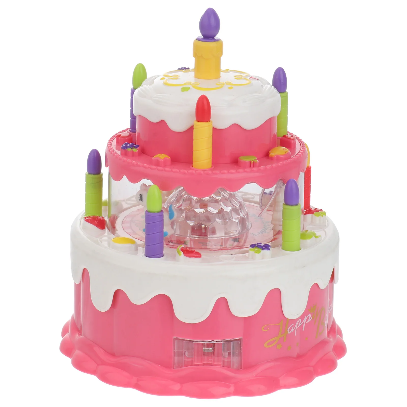 1 قطعة دور الضوء الموسيقي محاكاة كعكة عيد ميلاد التعليمية البلاستيك اللعب منزل هدية محاكاة لعب الاطفال كعكة اللعب #2