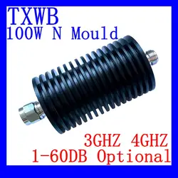 100W N Type N Male Plug to Female Jack Attenuator DC-3Ghz/4Ghz 1/2/3/5/6/10/15/20/30/40/50/60db RF Coaxial Power Connector