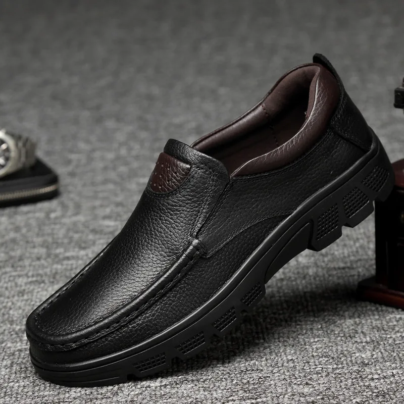 Best selling Mens Shoes Low Heel Thick Sole Anti slip Durable Genuine Leather upper Suitable Business Formal Wear Casual Wear