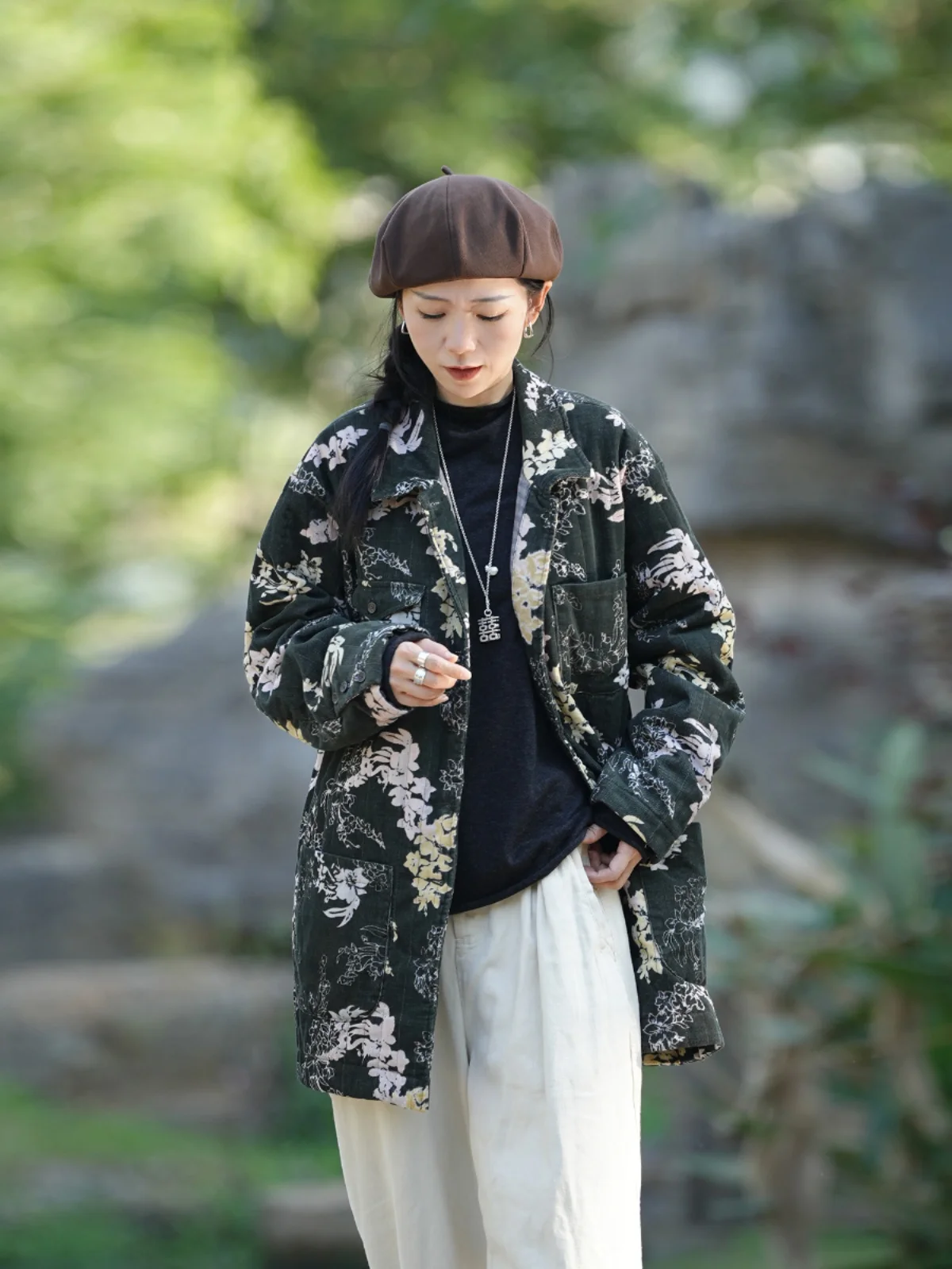 

Jeans Jeon Cotton Flannel irt Cotton Jaet WT48 Straight Cut Regular Thin Autumn 2024 Long Sve Collar Mid-L...