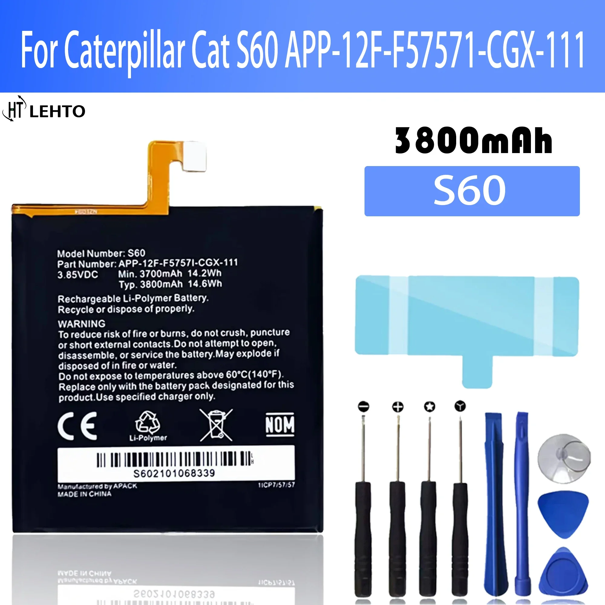 

2023 Year 100% New Original Replacement Battery 3800mah For Caterpillar Cat S60 APP-12F-F57571-CGX-111 batteries Bateria + Tools