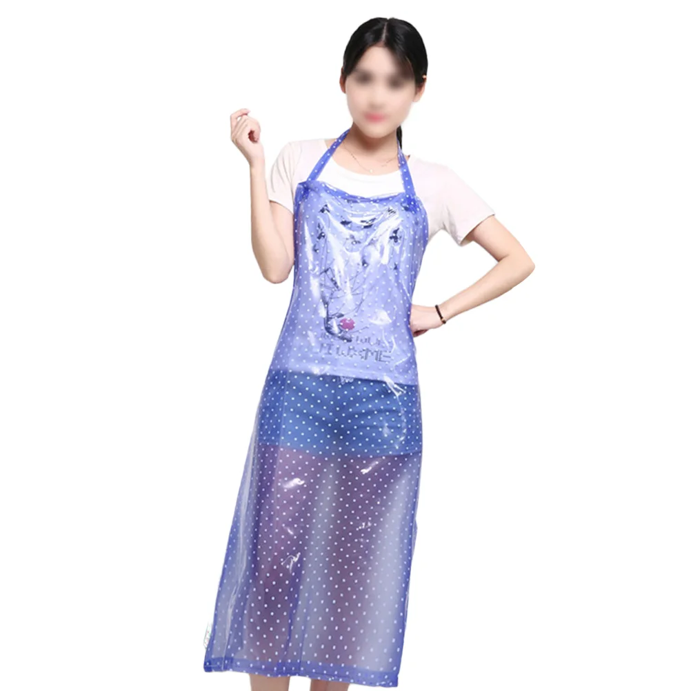 1pc Oil-proof Apron Sleeveless Waterproof Save-all Transparent PVC Apron Cooking Supply Green