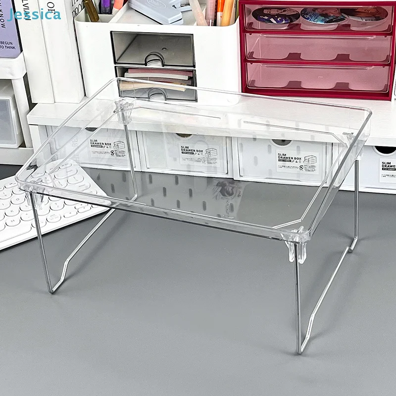 ♥Clear Acrylic Desk Organizer Shelf - Stackable Office Storage Rack for Monitor, Keyboard & Desktop Supplies