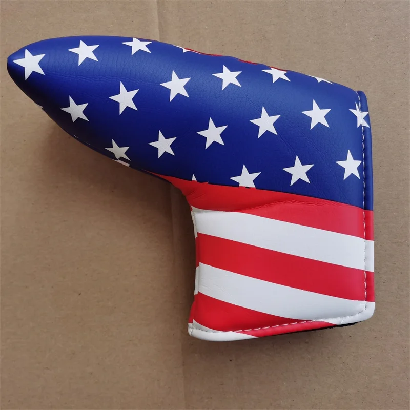 

USA Flag golf putter head cover leather club putter headcover drop shipping