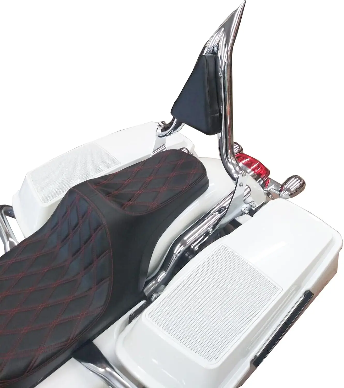 Chrome Sissy Bar Passenger Backrest Rear Pad Touring Motorcycles 1997-2008 20 Inch Bolt-On Comfort Pad Durable Chrome Finish
