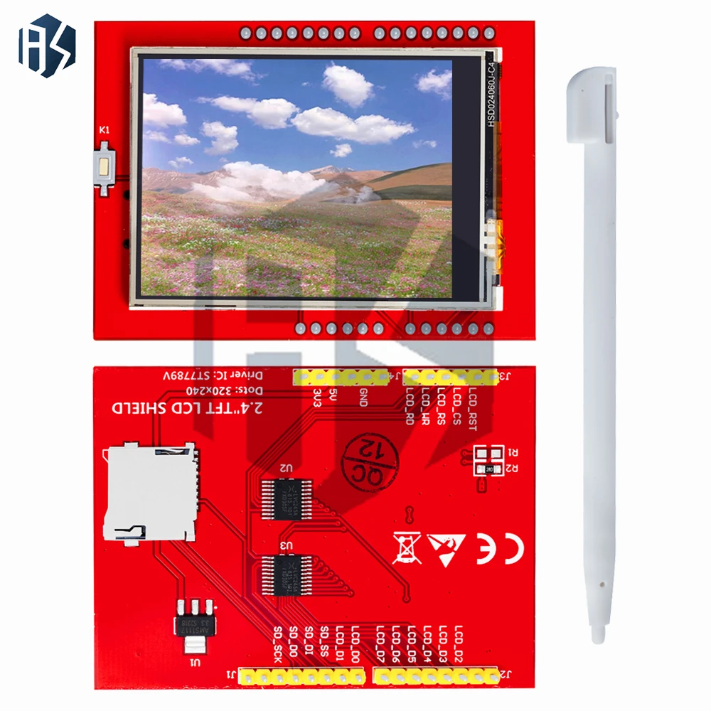 1 peça módulo lcd tft para arduino tela sensível ao toque 2.4 polegadas tft lcd para placa uno r3 e suporte mega 2560 com caneta touch diy