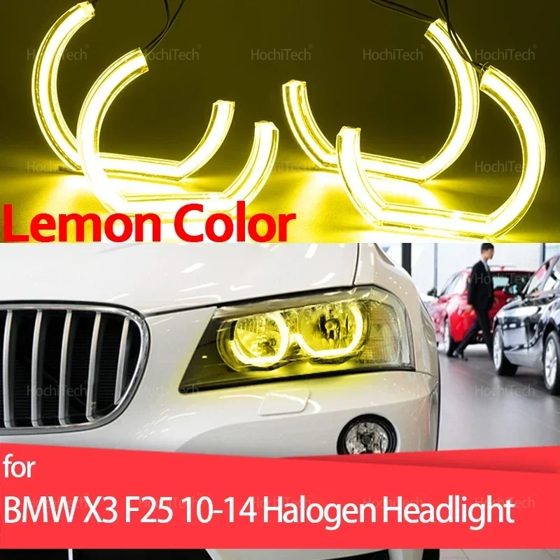 

New CS CSL Style Lemon Yellow Angel Eyes DRL LED Daytime Running Light for BMW X3 F25 2010 2011 2012 2013 2014 HALOGEN HEADLIGHT