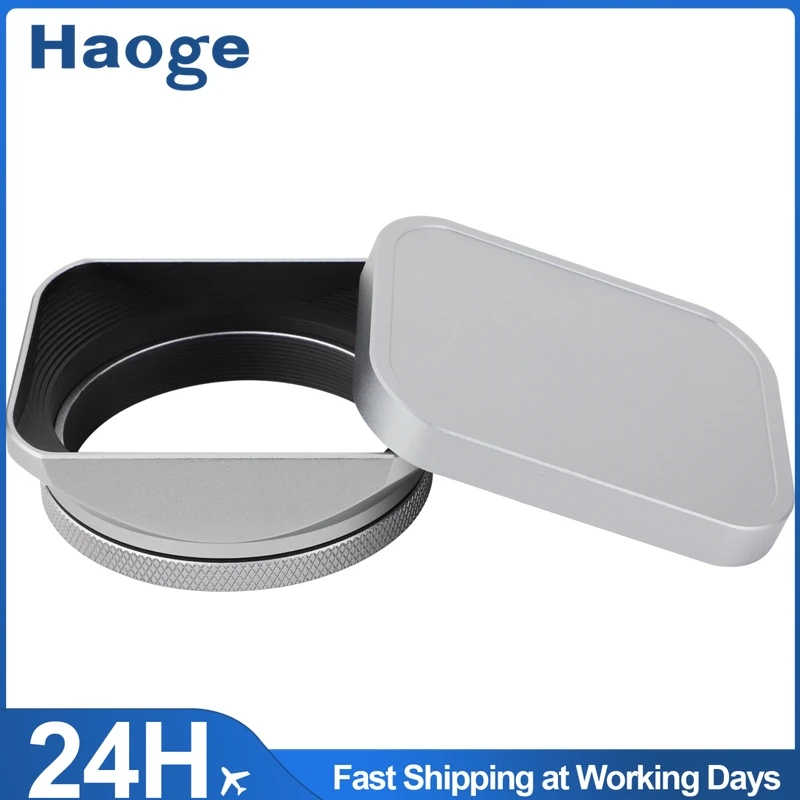 

Haoge Square Metal Lens Hood for Fujifilm X100VI Fuji X100V X100F X100T with 49mm UV Filter Adapter Ring & Metal Cap Silver