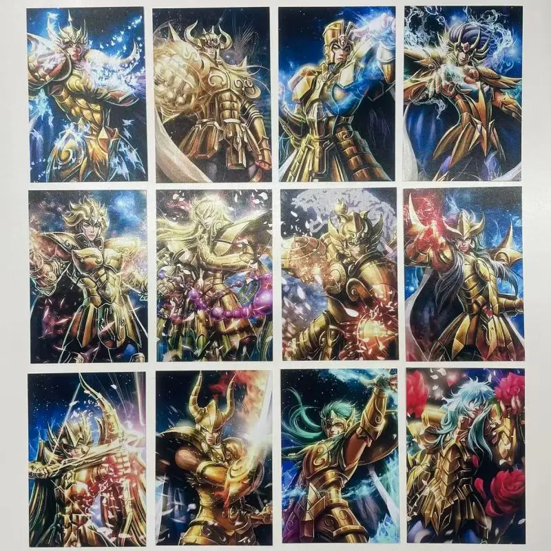 

Saint Seiya Character Cards Pearl Paper A set of 12 Postcards new style Gold Saint Knights of the Zodiac Mu Aldebaran DeathMask