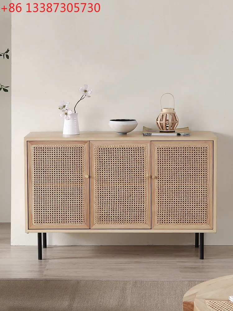 

Nordic solid wood dining side cabinet simple modern living room tea cabinet locker