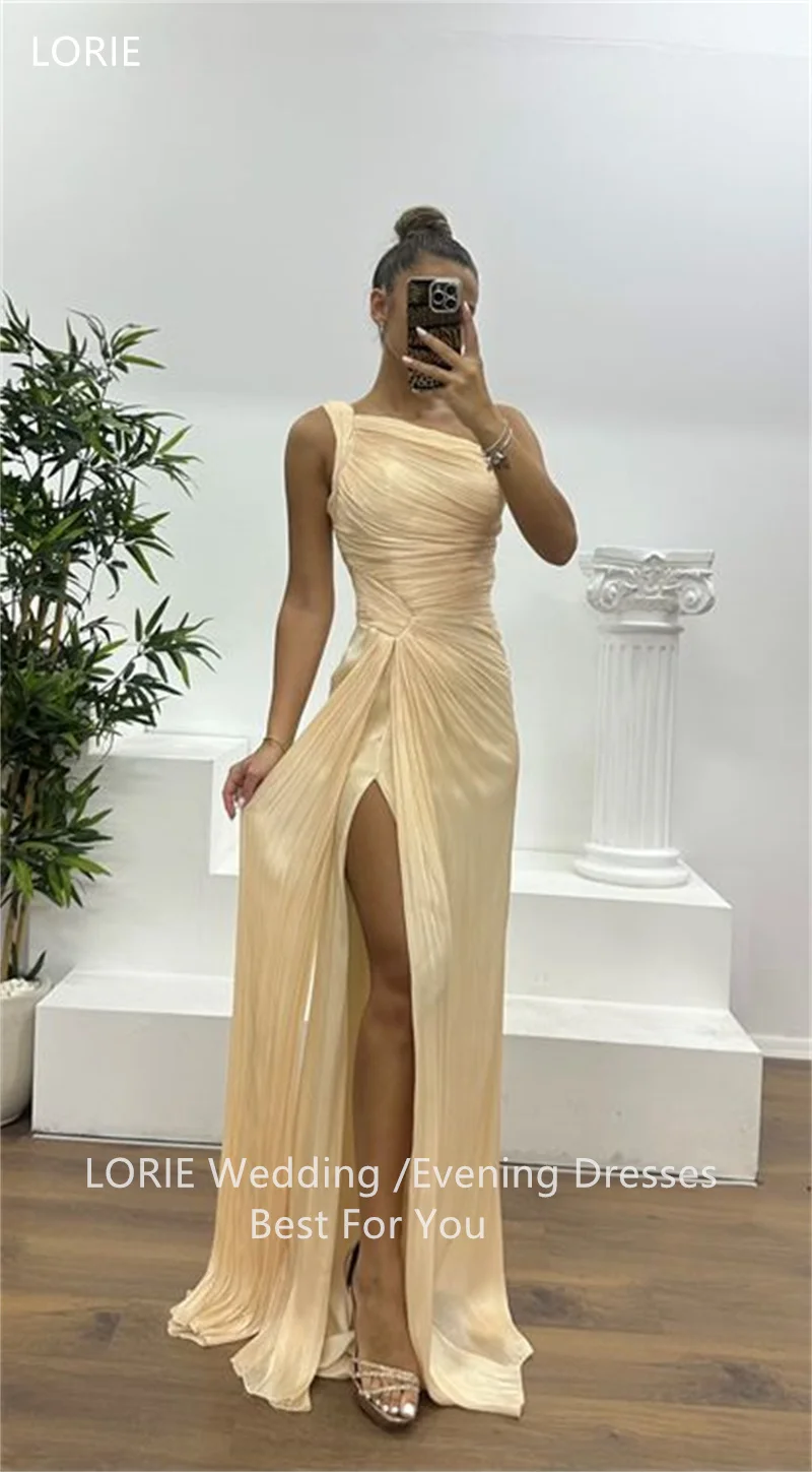 LORIE – robe de soirée de forme sirène, asymétrique épaule dénudée, plissée sur le côté, longueur au sol, personnalisée, 2025