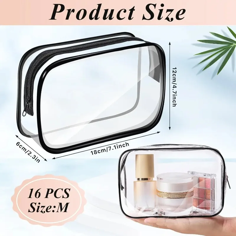 1/24 قطعة منظم ماكياج PVC شفاف حقيبة مستحضرات التجميل للسفر حقيبة أدوات الزينة حقيبة غسيل شفافة مجموعة تخزين لأداة التجميل #5