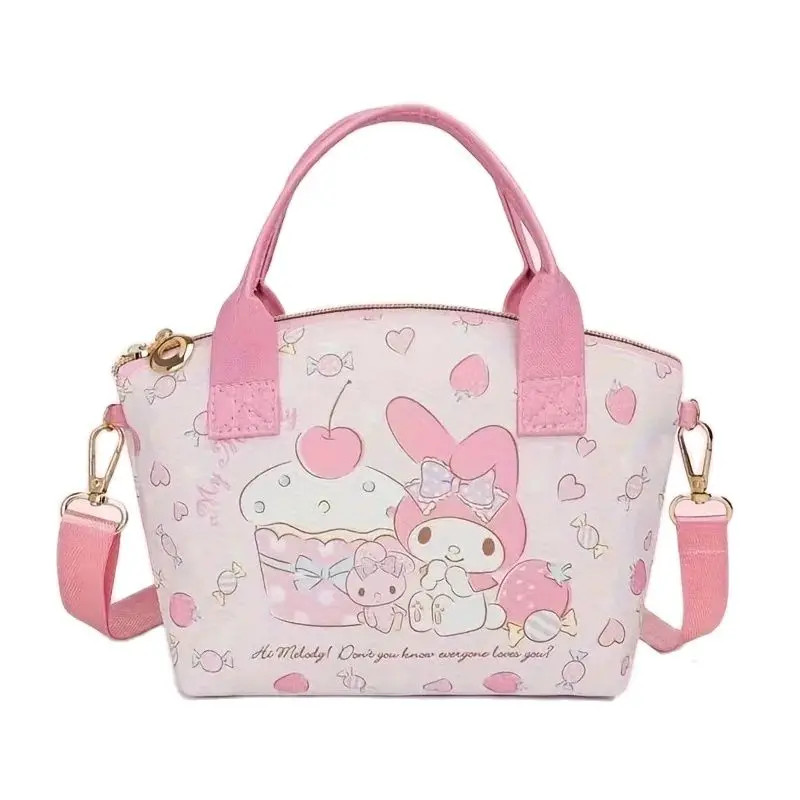 Minio Sanrio Hello Kitty PU กระเป๋าถือของฉันเมโลดี้คุโรมิคาดตัวน่ารักกระเป๋าสตางค์ใส่บัตรกระเป๋าสะพายไหล่ Cinnamoroll