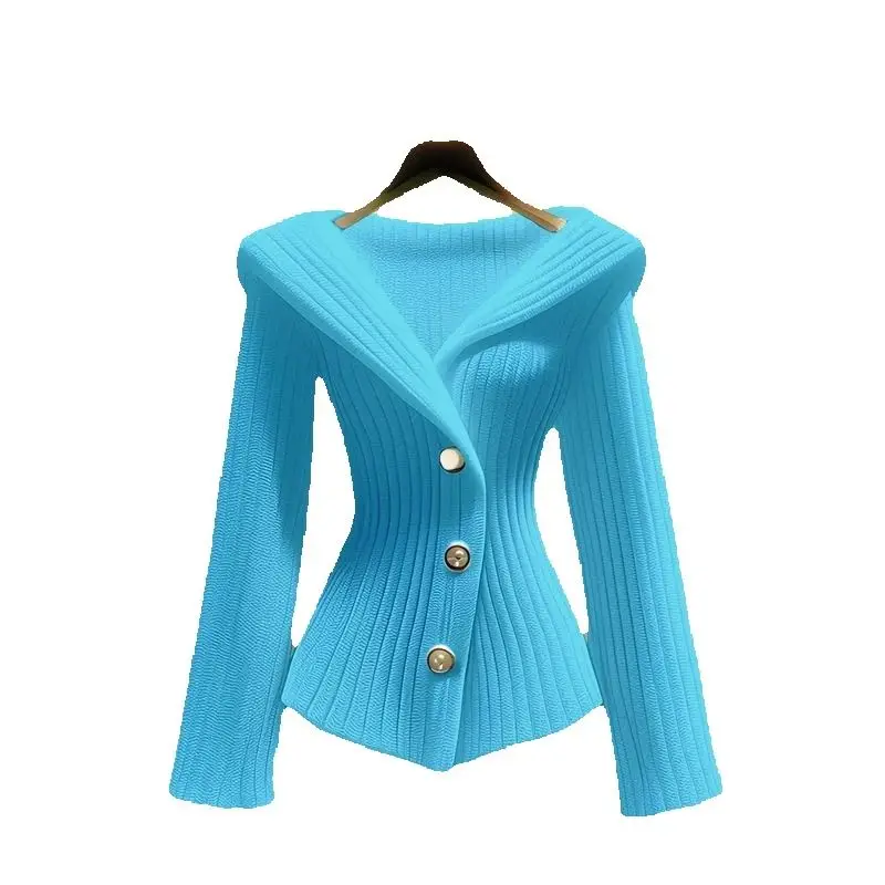 New Sweater In Autumn And Winter 2024 Luxury High Temperament Waist Bottoming Knitted Fashion Long-Sleeved Ladies Top