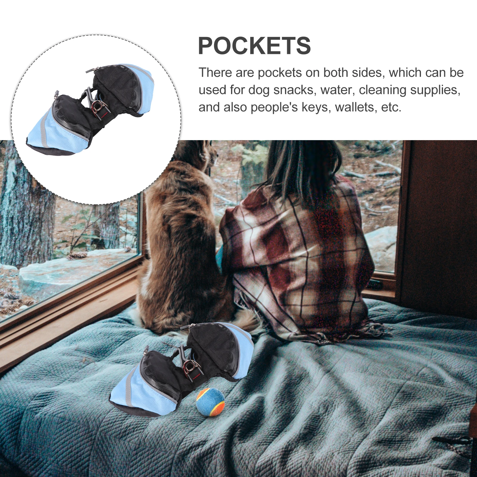 

Dog Backpack Waterproof Oxford Fabric Sturdy Pet Carrier Reflective Strip Side Pockets For Hiking Camping Travel Outdoor