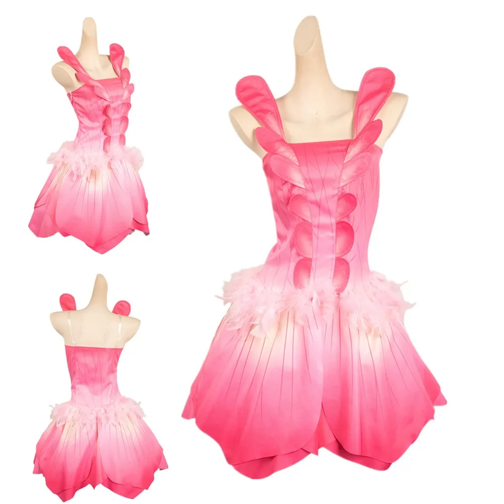 

Elina Cosplay Costume Pink Dress Cartoon Barbei Disguise Adult Women Roleplay Female Fantasy Halloween Carnival Party Clothes Su