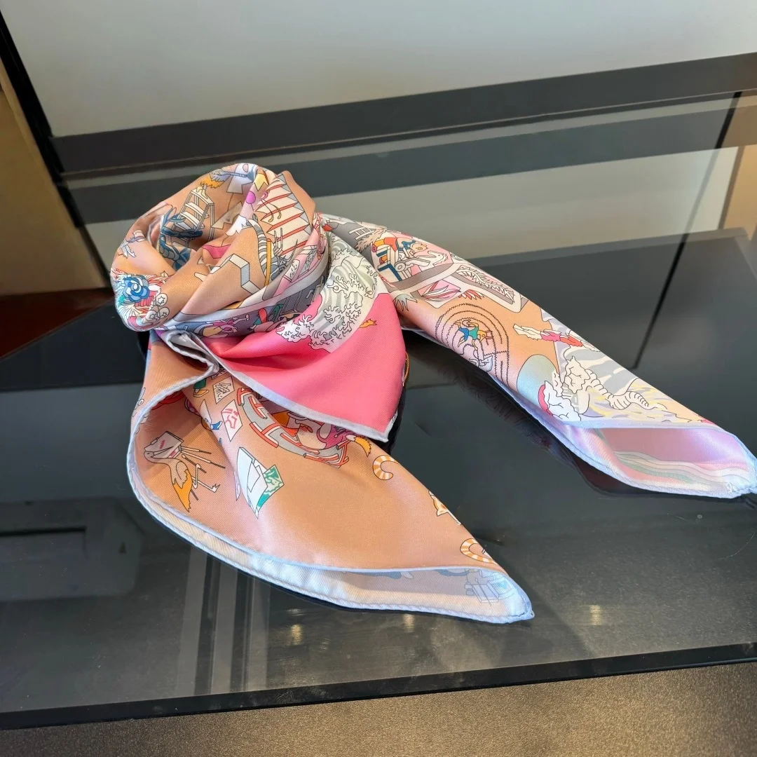 

Spring Silk Scarves Painted Neck Warmers High-End Fashionable Versatile Scarves Shawls and Wraps-Perfect Gifts for Girlfriend