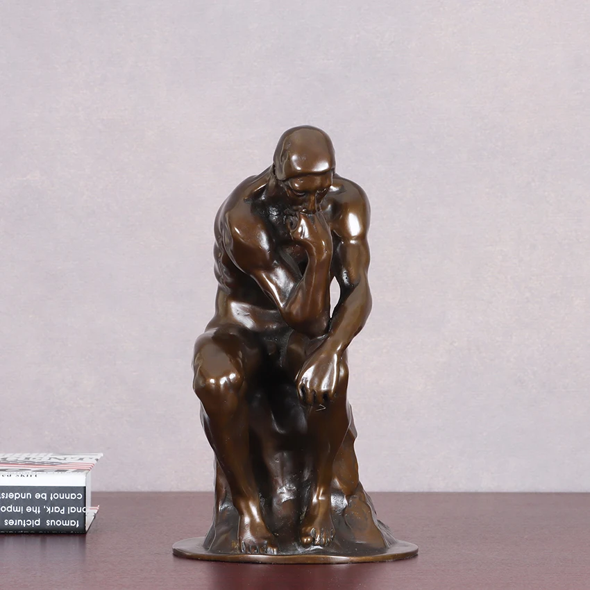 The Thinker Statue Sculpture by Rodin Bronze Replica Classic Famous Nude Thinking Man Figurine Art Home Decor