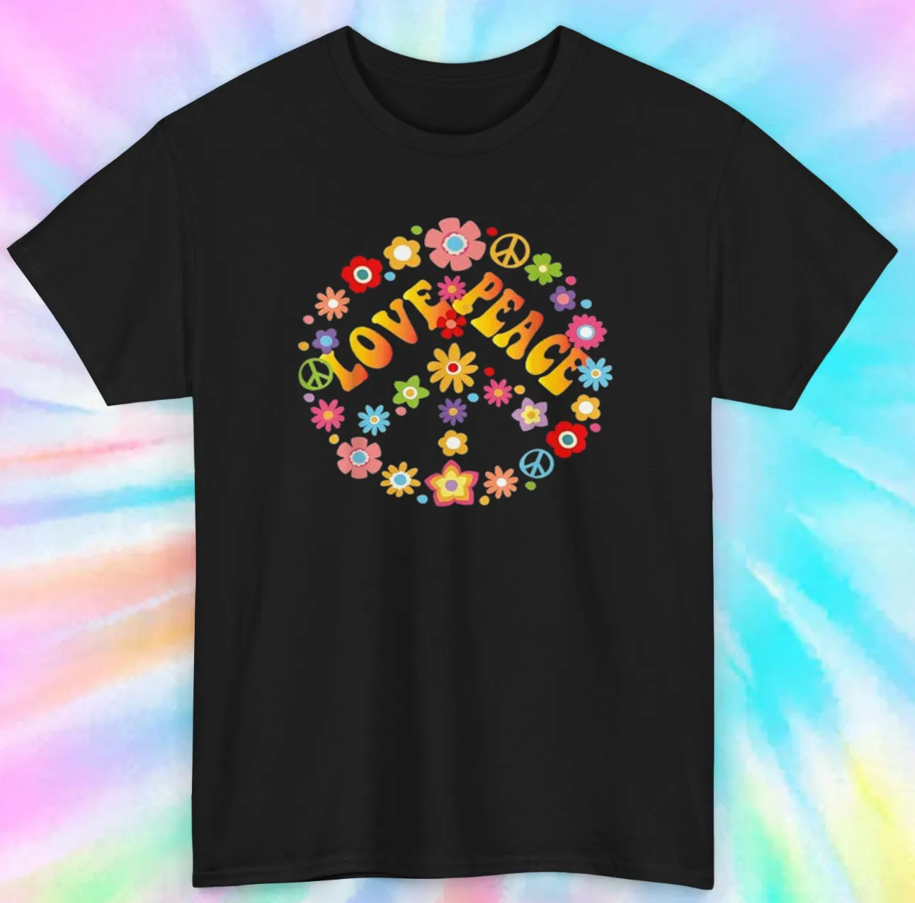 

Love And Peace Flower Shirt | Hippie 70's Love Flower Peace Sign | S-5XL