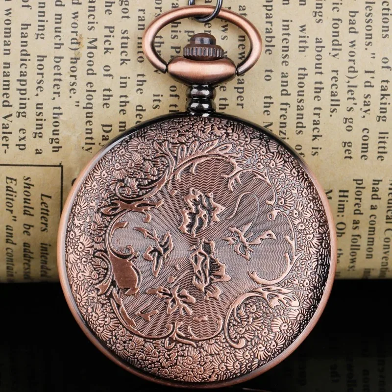 العتيقة الكلاسيكية الأحمر البني خمر الجوف كوارتز ساعة الجيب جمع العربية عرض ساعات الجيب للنساء الرجال كبار السن