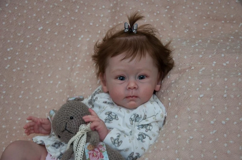 NPK 22'' Unfinished Doll Parts Huxley Reborn Doll Kit Painted  Kit with Hand Rooted Hair Lifelike Doll