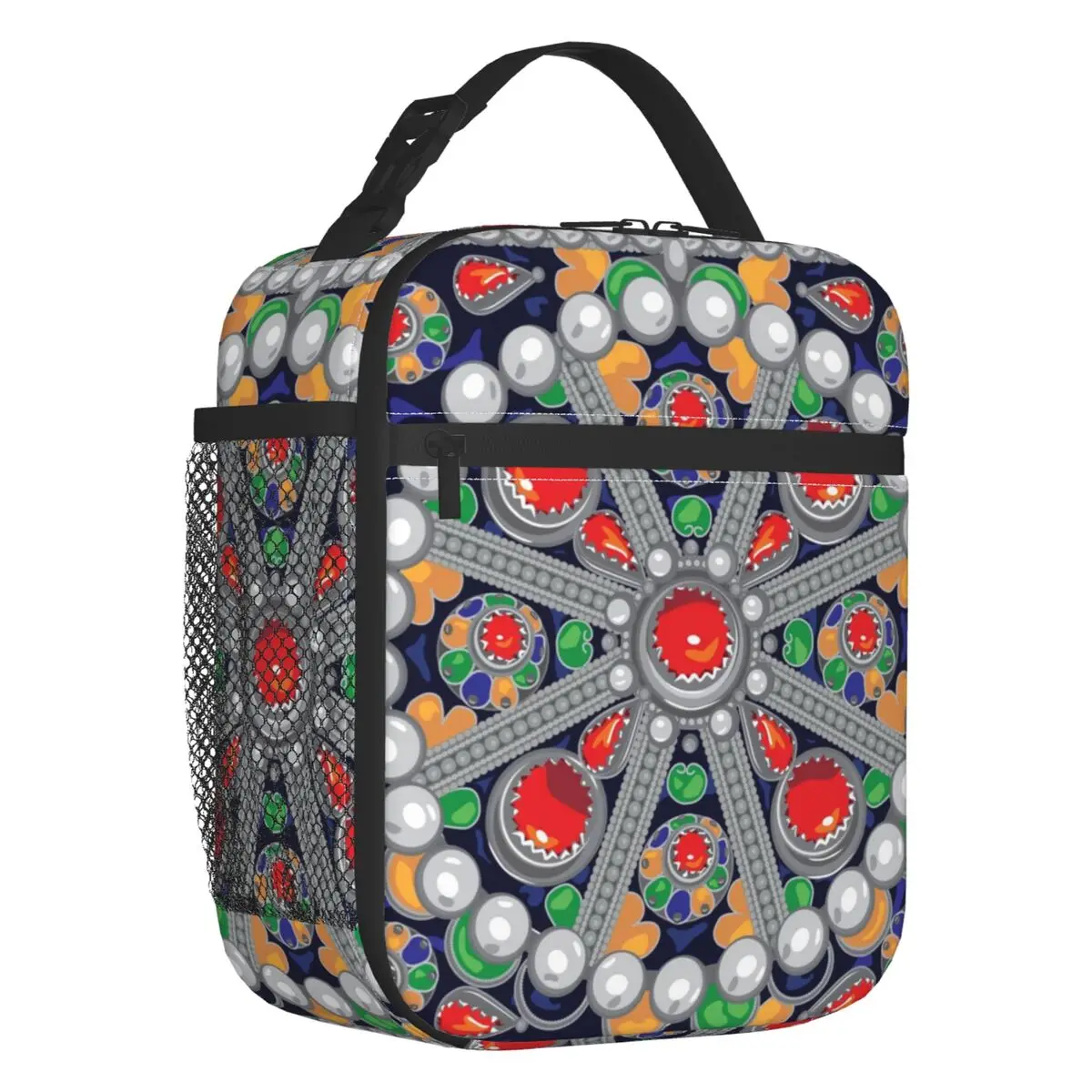 Tafzimth Kabyle Fibula Insulated Lunch Bag Women Leakproof Geometric Ethnic Berber Thermal Cooler Lunch Box Kids School Children