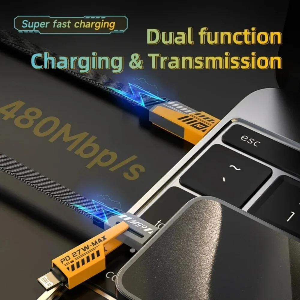 4 In 1 PD 65W USB Type C Data Cable Multifunction Fast Charging USB Type C To USB C Cable for iPhone Xiaomi Android USB C Cables