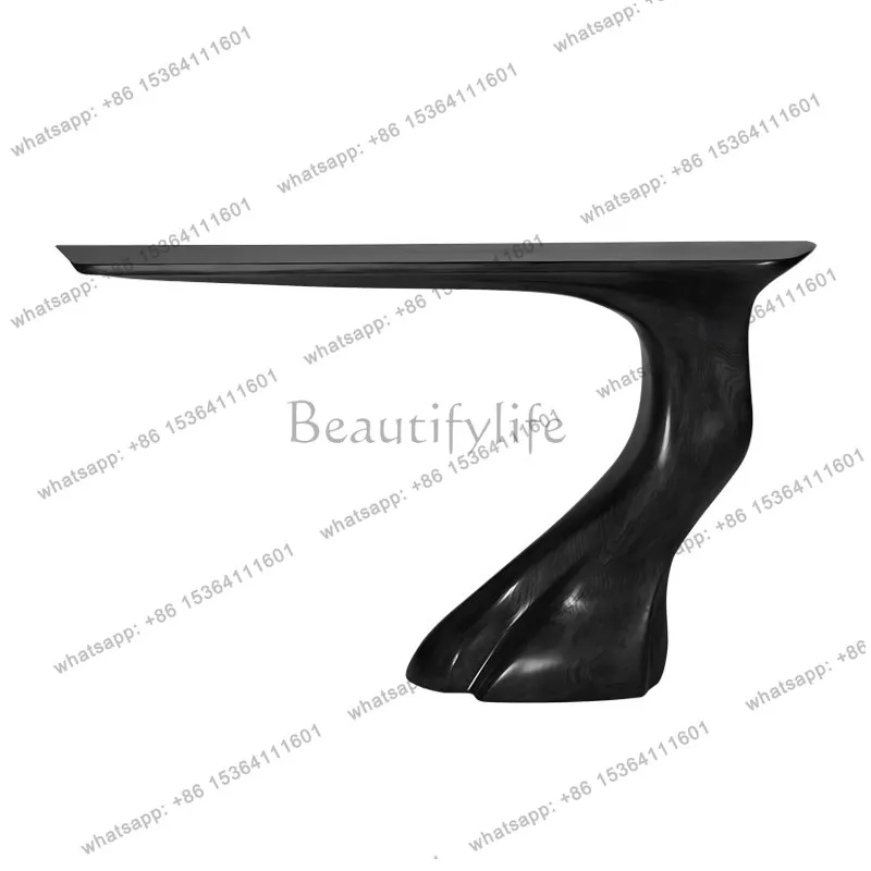 

Solid wood entrance table Modern minimalist special-shaped living room entrance entrance table against the wall